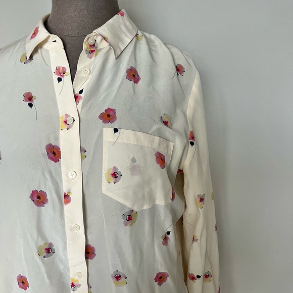 Madewell Silk button down floral blouse size medium - Picture 6 of 8